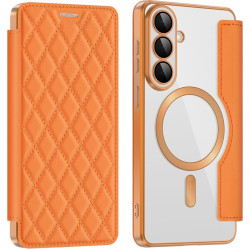Phonesta Luxury Crystal Puffed MagSafe Penaenkové puzdro pre Samsung Galaxy S26 - Oranová