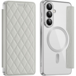 Phonesta Luxury Crystal Puffed MagSafe Penaenkové puzdro pre Samsung Galaxy S26 - Strieborná