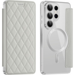 Phonesta Luxury Crystal Puffed MagSafe Penaenkové puzdro pre Samsung Galaxy S26 Ultra - Strieborná