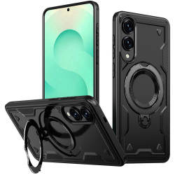 Phonesta MagLock Armor Zadný kryt puzdro s krúžkom a MagSafe pre Samsung Galaxy S25 Edge - Čierne