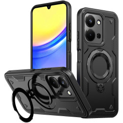 Phonesta MagLock Armor Zadný kryt puzdro s krúžkom a MagSafe pre Xiaomi Redmi 15C / Xiaomi Poco C85 - Čierne