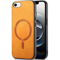 Phonesta Retro Vegan Leather MagSafe Zadný kryt puzdro pre Apple iPhone 17e/16e - Oranžové