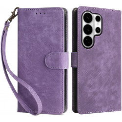 Phonesta Vintage Skin Book Peňaženkové puzdro pre Samsung Galaxy S26 Ultra - Fialové