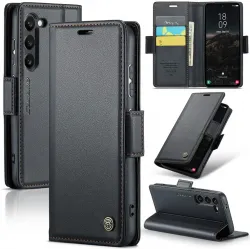 CASEME Litchi Texture Book Peňaženkové puzdro pre Samsung Galaxy S25 - Čierne