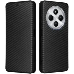 Phonesta Carbon Fiber Skin Book Peňaženkové puzdro pre Xiaomi Redmi 14C / Xiaomi Poco C75 - Čierne