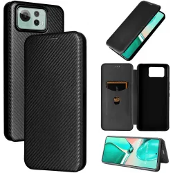Phonesta Carbon Fiber Skin Book Peňaženkové puzdro pre Asus Zenfone 12 Ultra - Čierne