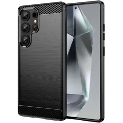 Phonesta Carbon Silikónový Zadný kryt puzdro pre Samsung Galaxy S25 Ultra - Čierne