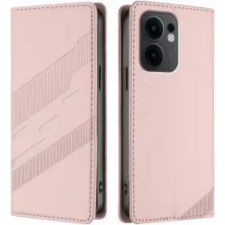 Phonesta Embossed Lines Book Peňaženkové puzdro pre Oppo Reno13 F 4G/5G / Reno13 FS 5G - Ružové