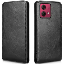 Phonesta Leather Vertical Flip Peňaženkové puzdro pre Motorola Moto G84 - Čierne