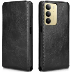 Phonesta Leather Vertical Flip Peňaženkové puzdro pre Realme 14x / C75 - Čierne