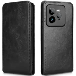 Phonesta Leather Vertical Flip Peňaženkové puzdro pre Realme GT 7 Pro - Čierne