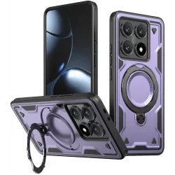 Phonesta MagLock Armor Zadný kryt puzdro s krúžkom a MagSafe pre Xiaomi 14T - Fialové