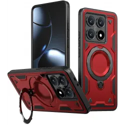 Phonesta MagLock Armor Zadný kryt puzdro s krúžkom a MagSafe pre Xiaomi 14T - Červené