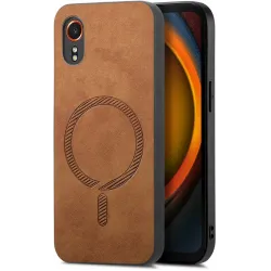 Phonesta Retro Vegan Leather MagSafe Zadný kryt puzdro pre Samsung Galaxy Xcover 7 - Hnedé
