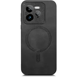 Phonesta Retro Vegan Leather MagSafe Zadný kryt puzdro pre Realme GT 7 Pro - Čierne