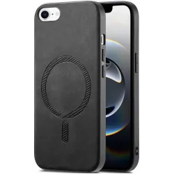 Phonesta Retro Vegan Leather MagSafe Zadný kryt puzdro pre Apple iPhone 17e/16e - Čierne