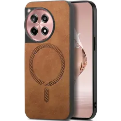 Phonesta Retro Vegan Leather MagSafe Zadný kryt puzdro pre OnePlus 12R - Hnedé