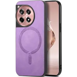 Phonesta Retro Vegan Leather MagSafe Zadný kryt puzdro pre OnePlus 12R - Fialové