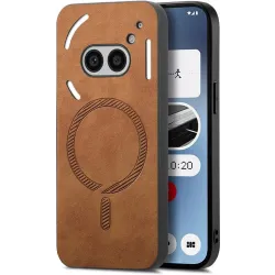 Phonesta Retro Vegan Leather MagSafe Zadný kryt puzdro pre Nothing Phone (2a) / (2a) Plus - Hnedé