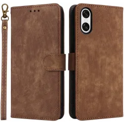 Phonesta Vintage Skin Book Peňaženkové puzdro pre Sony Xperia 10 VI - Hnedé