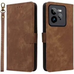 Phonesta Vintage Skin Book Peňaženkové puzdro pre Realme GT 7 Pro - Hnedé