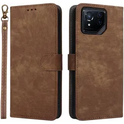 Phonesta Vintage Skin Book Peňaženkové puzdro pre Asus ROG Phone 8/8 Pro - Hnedé