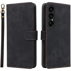 Phonesta Vintage Skin Book Peňaženkové puzdro pre Sony Xperia 1 VII - Čierne