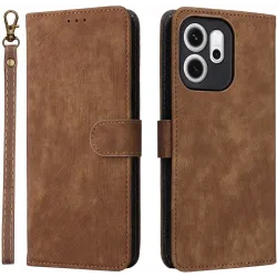 Phonesta Vintage Skin Book Peňaženkové puzdro pre Oppo Reno14 F/FS - Hnedé