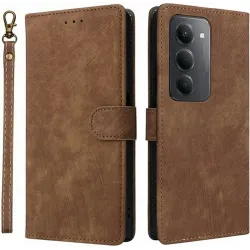 Phonesta Vintage Skin Book Peňaženkové puzdro pre Xiaomi Redmi 15 - Hnedé