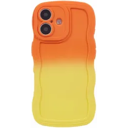 Phonesta Wavy Gradient Silikónový Zadný kryt puzdro pre Apple iPhone 16 - Oranžové/Žlté