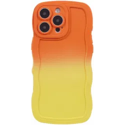 Phonesta Wavy Gradient Silikónový Zadný kryt puzdro pre Apple iPhone 16 Pro - Oranžové/Žlté